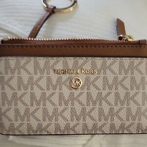Michael Kors Brown and Cream Logo Wristlet NWOT $24